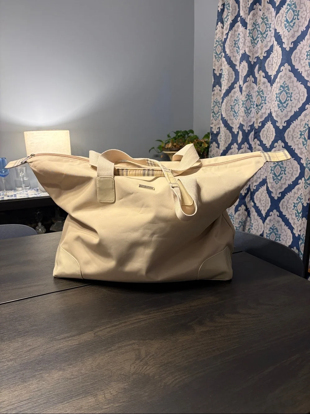 Burberry Fragrances Large Cream Beige Weekender Travel Duffel Bag